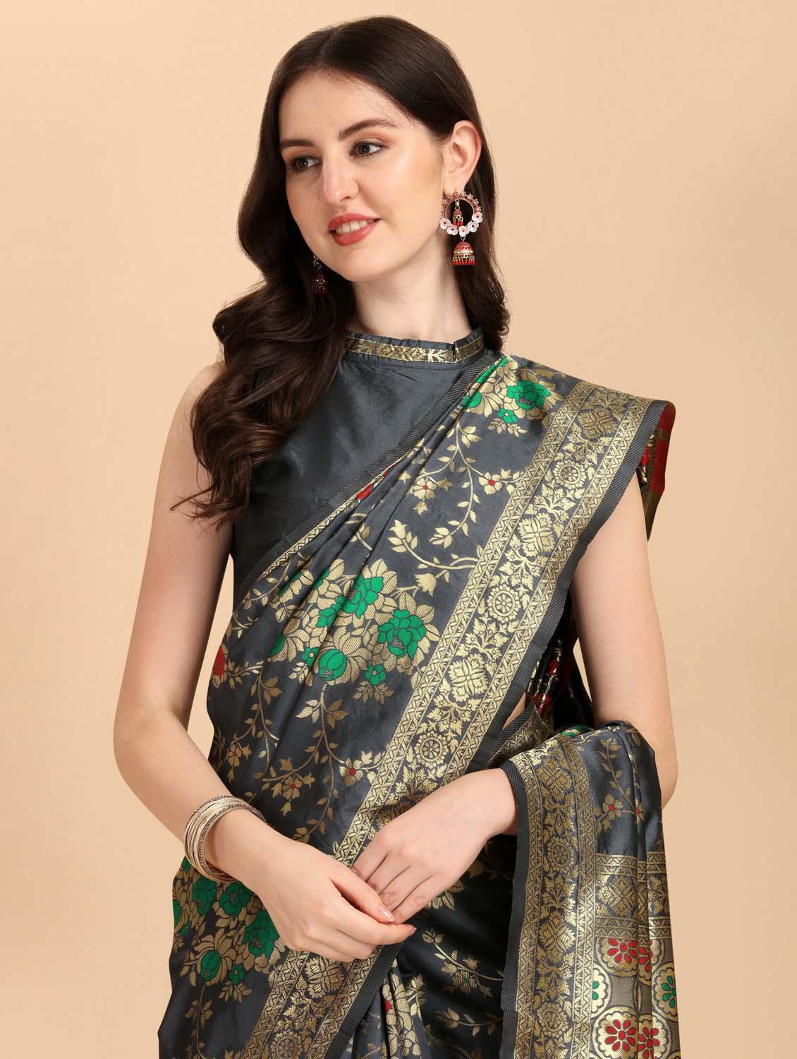 women's banarasi saree with blouse - 20175552 - Standard Image - 2