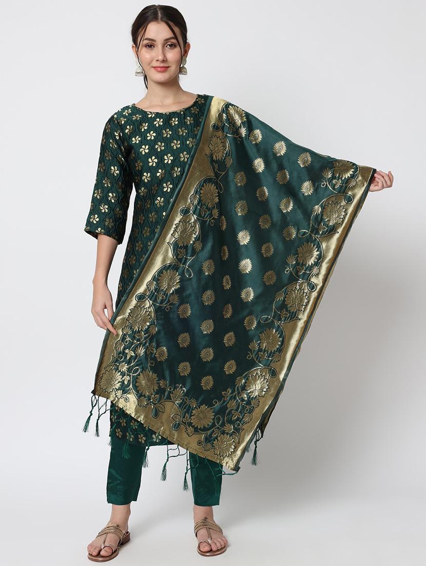 green kurta pant set with dupatta - 20194346 - Zoom Image - 3