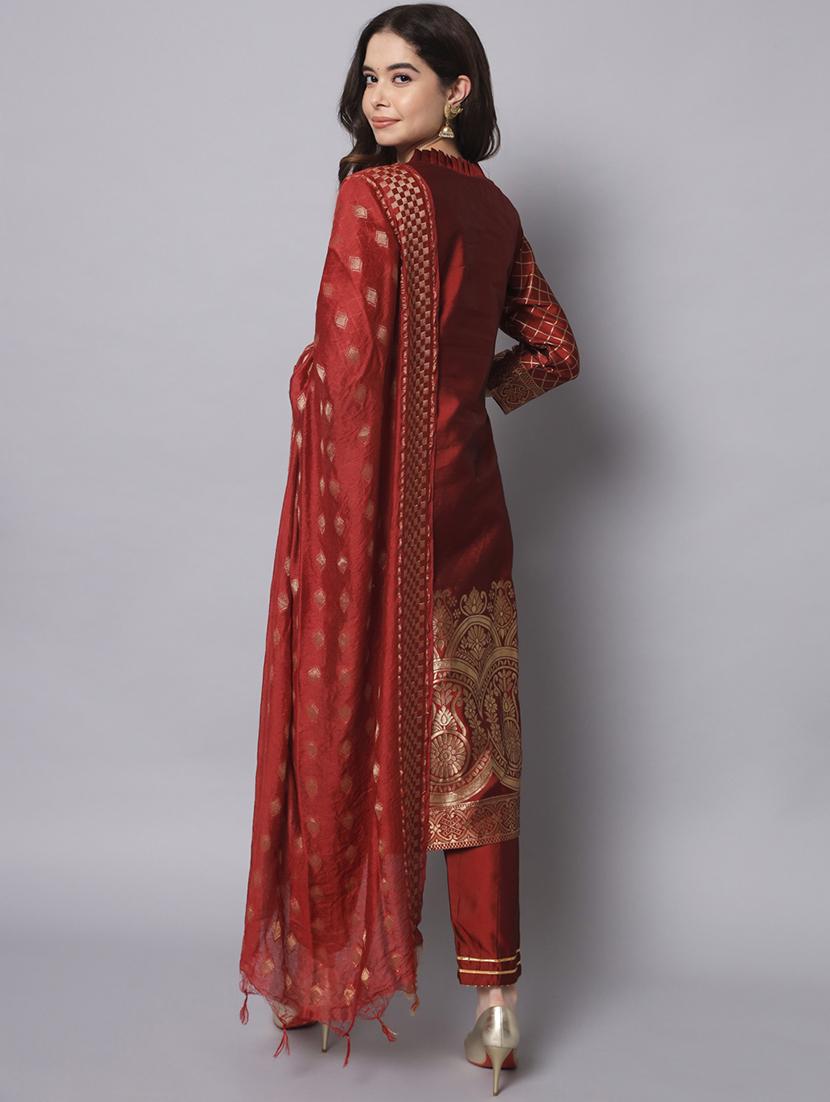 self design kurta pant set with dupatta - 20195320 - Zoom Image - 2