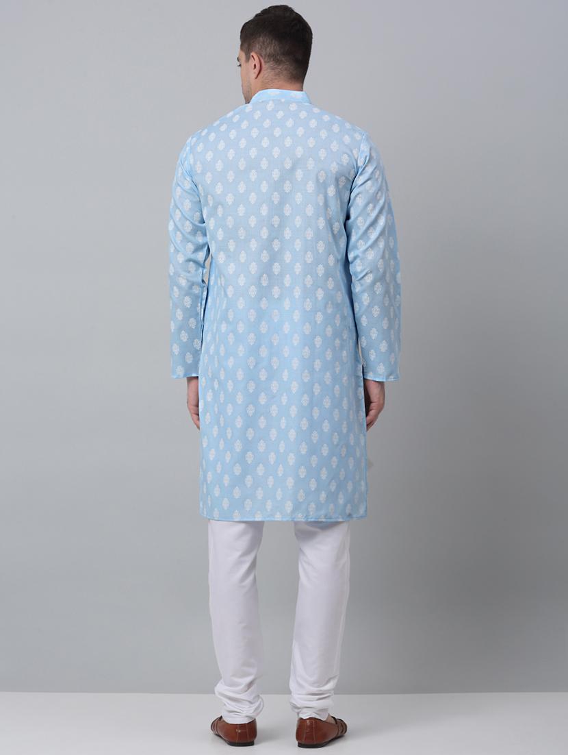 mandarin neck printed kurta pyjama set - 20205508 - Standard Image - 2