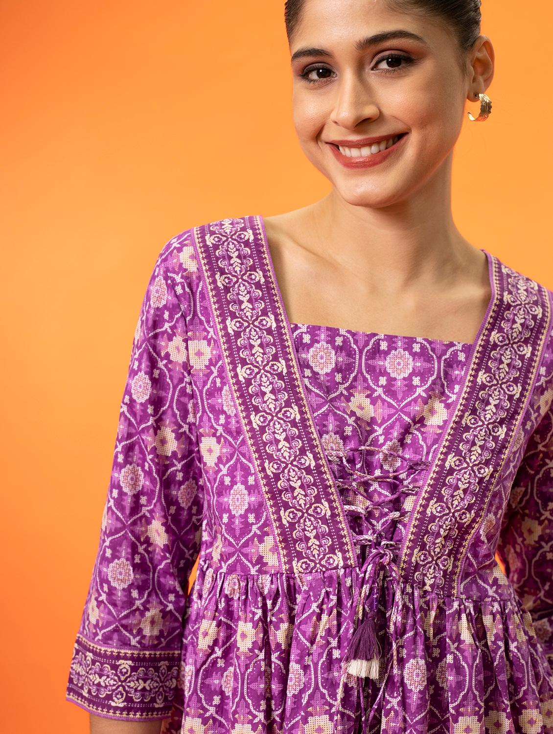 pink printed cotton regular tunic - 20209275 - Zoom Image - 5