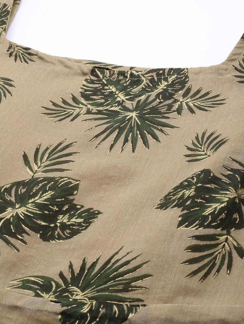 women khaki square neck a-line dress - 20312372 - Standard Image - 4