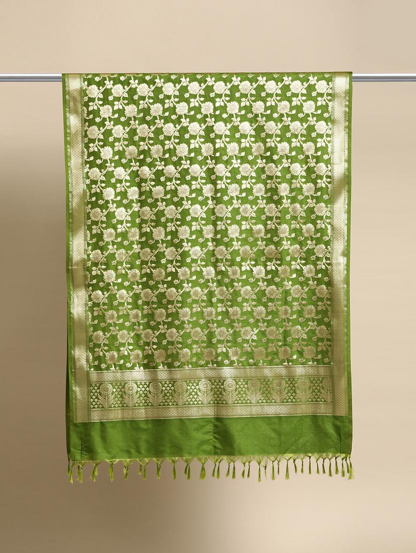 green khadi dupatta - 20315855 - Standard Image - 4