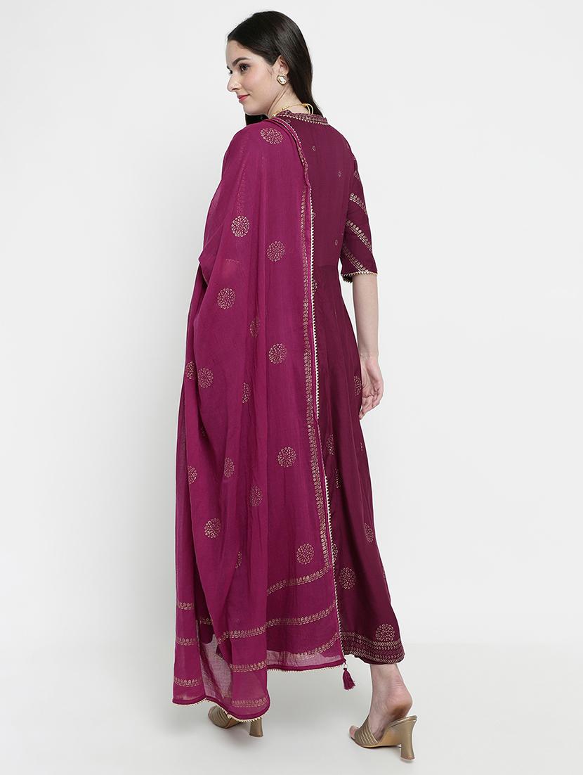 foil printed kurta pant set with dupatta - 20316224 - Zoom Image - 2