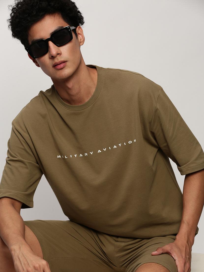 men olive typographic print co-ord set - 20325327 - Zoom Image - 3