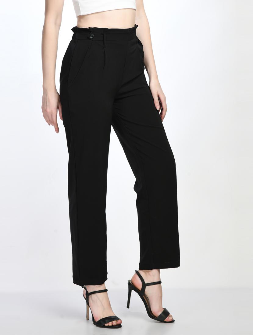 black lycra blend pleated trouser - 20340886 - Standard Image - 2