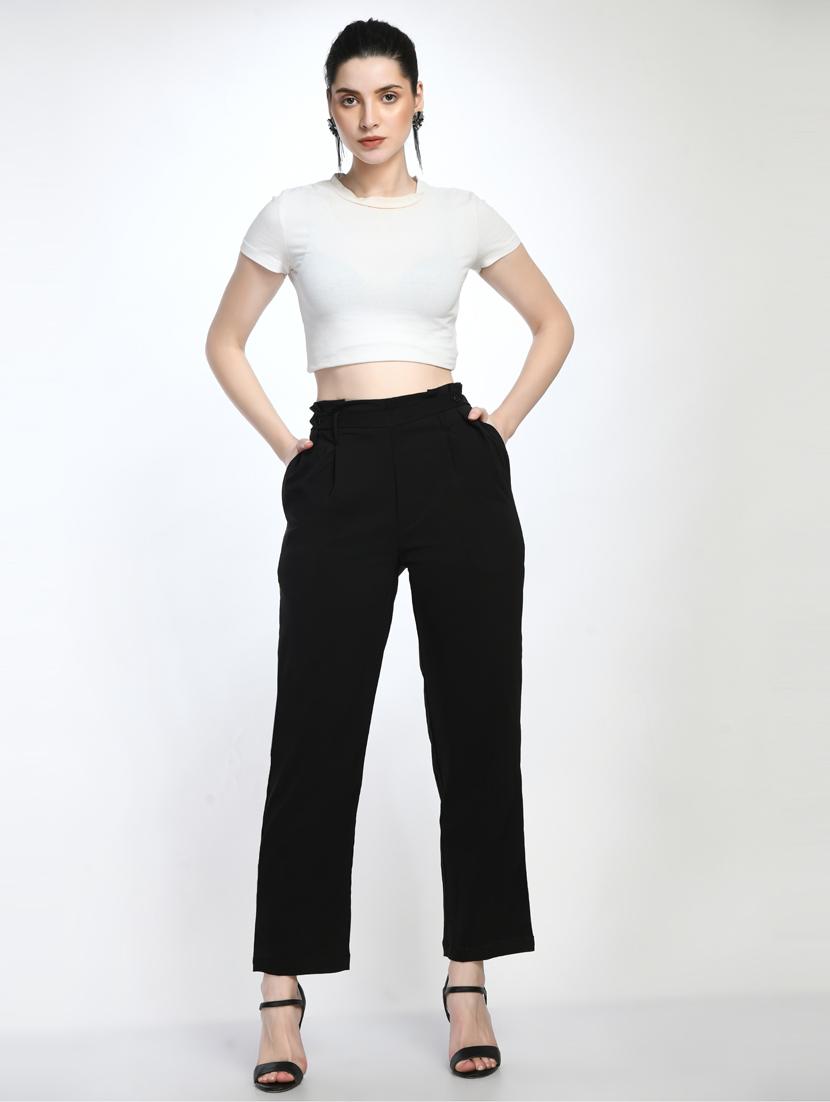 black lycra blend pleated trouser - 20340886 - Standard Image - 4