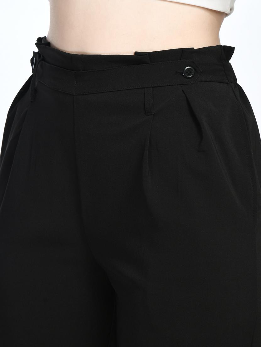 black lycra blend pleated trouser - 20340886 - Zoom Image - 5