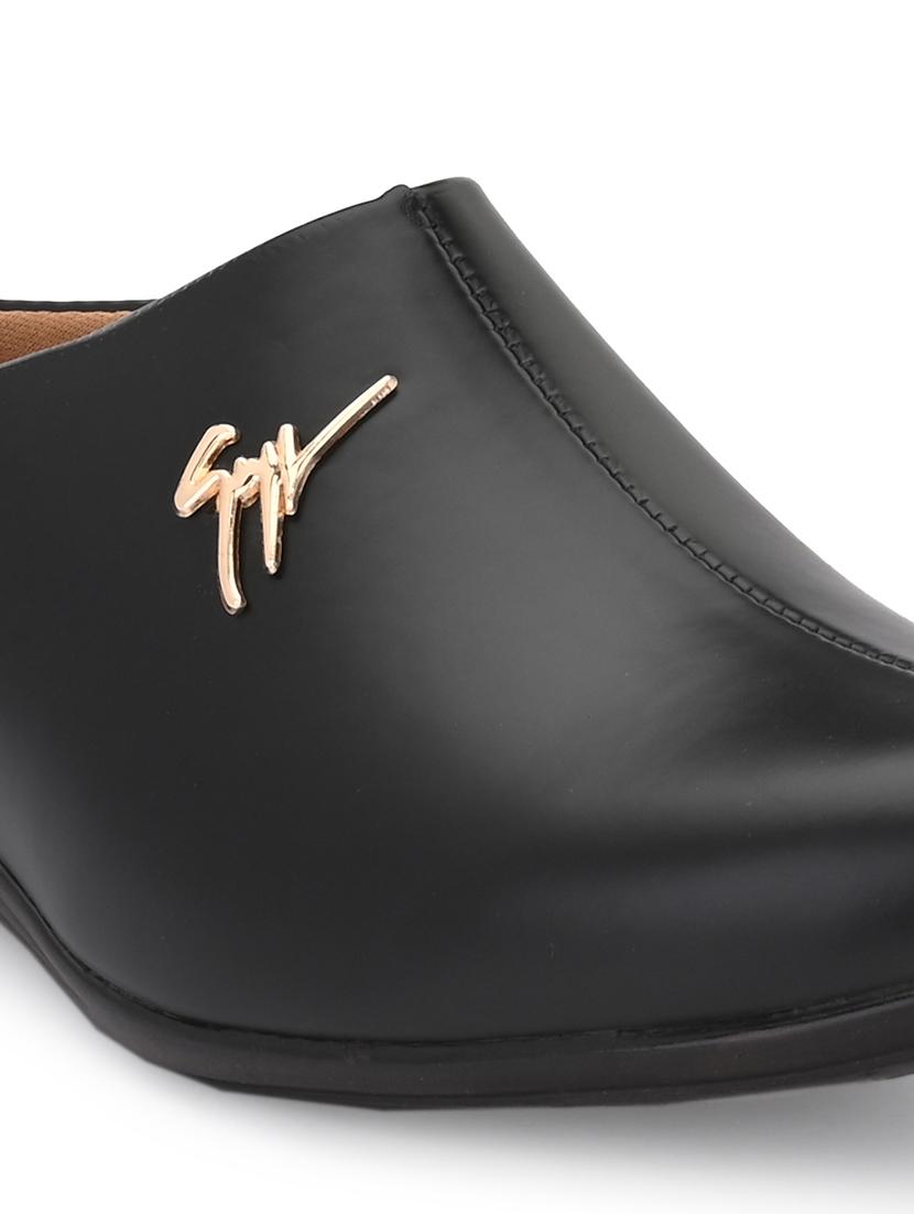 women solid black wedge heel mule - 20345141 - Standard Image - 7
