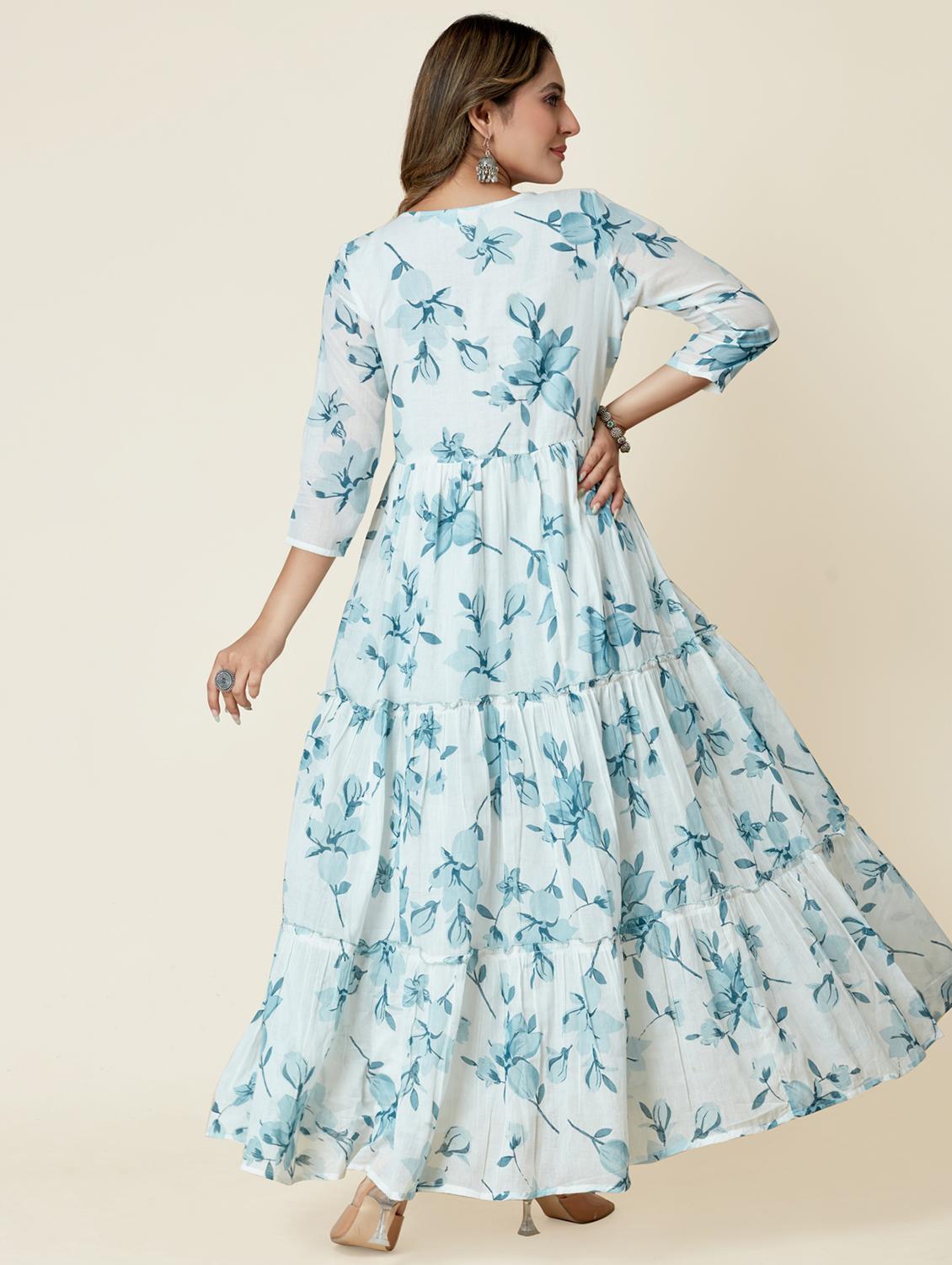 blue colored flared kurta - 20362763 - Zoom Image - 2