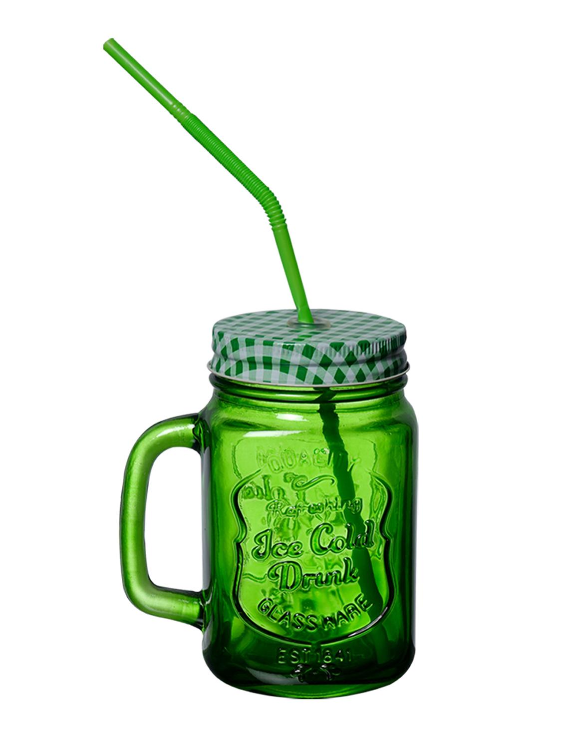ceradeco 2 pcs assorted coloured mason jar set with straws 350 ml each - 20375192 - Zoom Image - 2