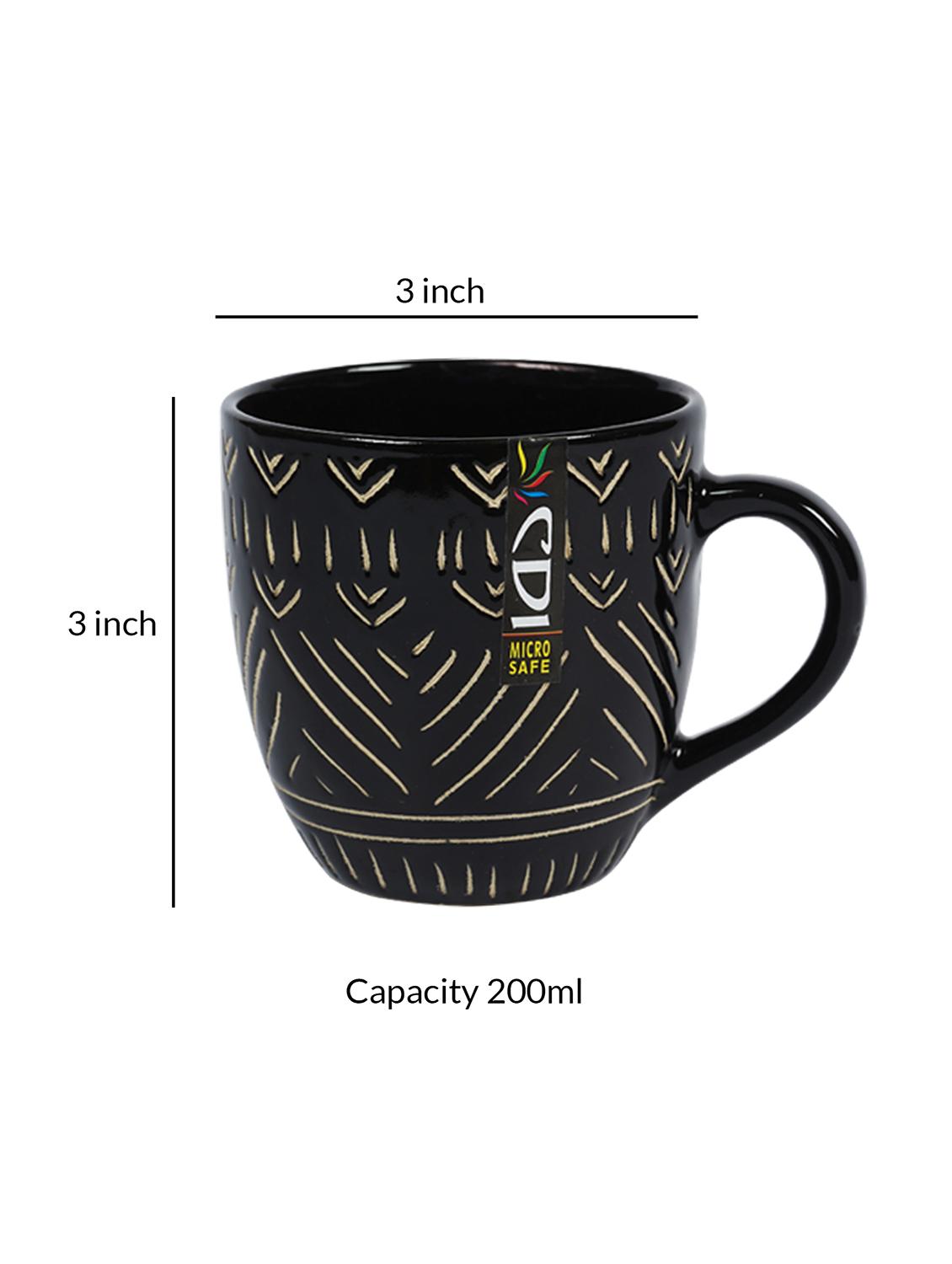 cdi black embossed designed tea coffee mugs set of 6 - 20375226 - Standard Image - 3