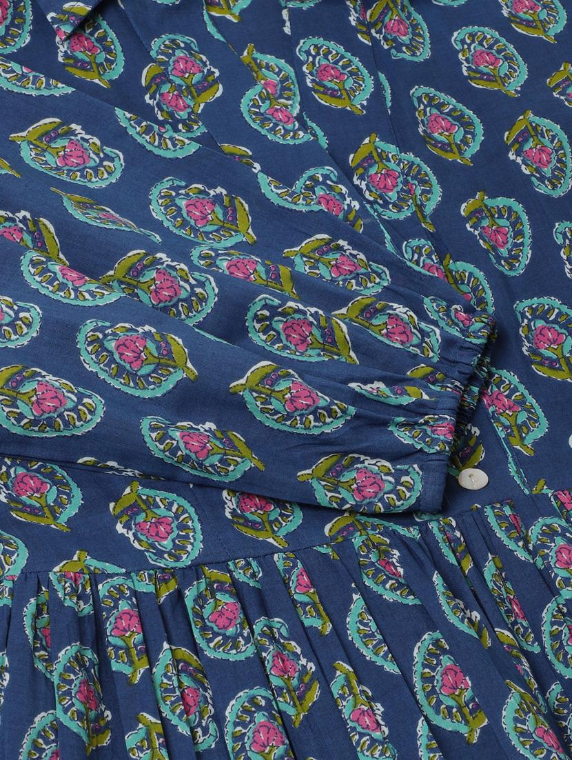 blue printed a-line dress - 20390533 - Zoom Image - 5