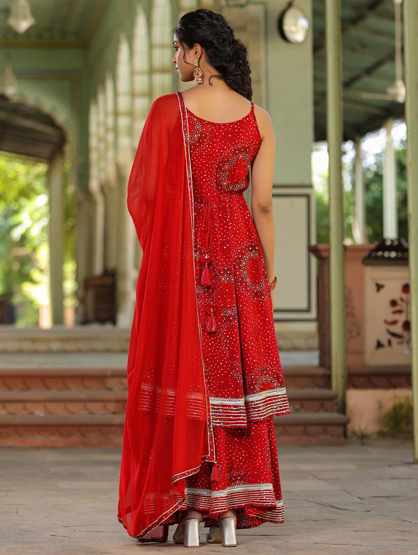 bandhani printed kurta sharara with dupatta - 20412717 - Zoom Image - 2