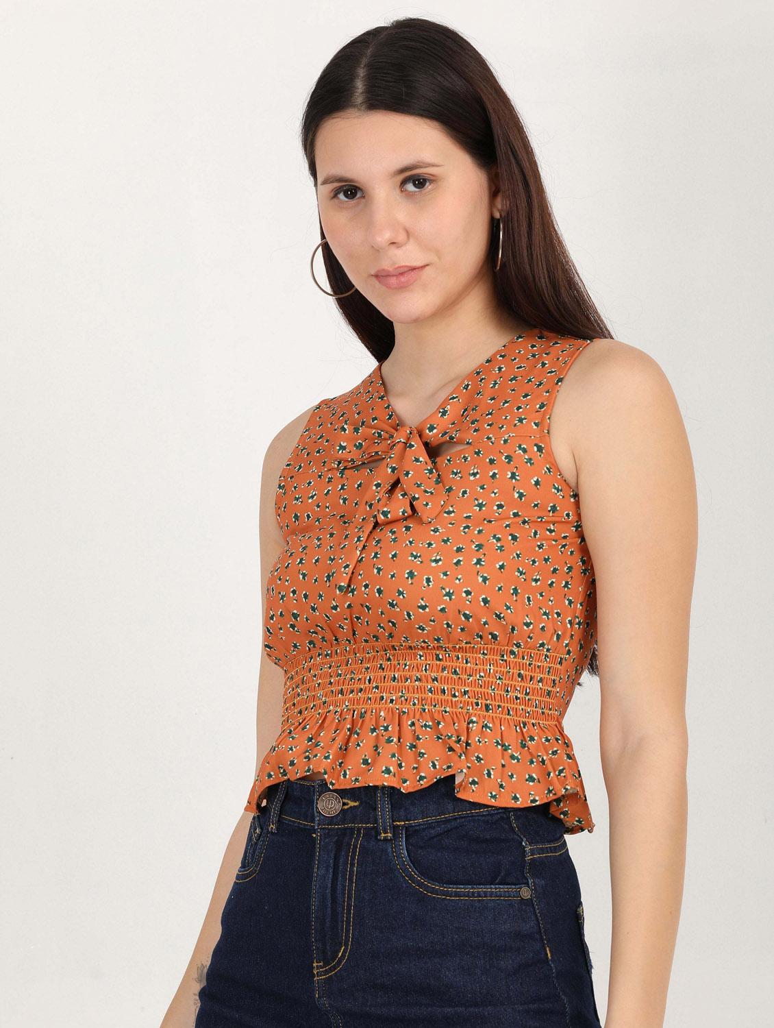 printed smocked top - 20445649 - Zoom Image - 2