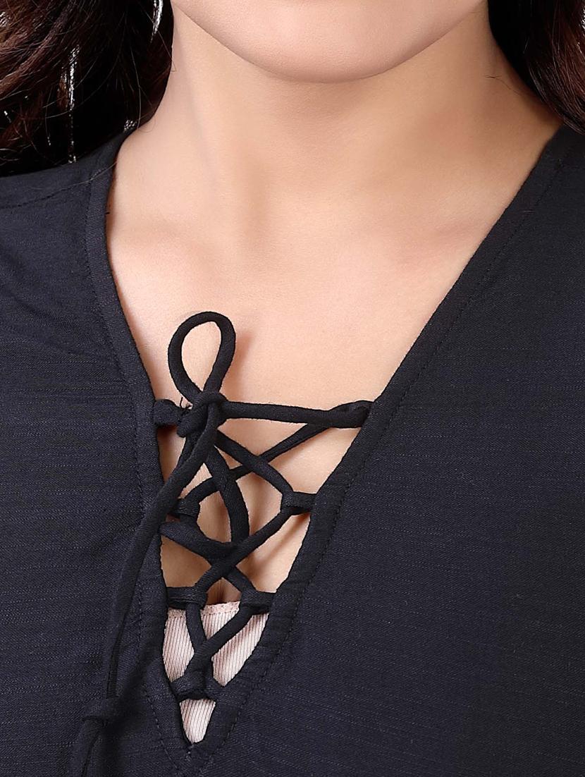 black self design a-line dress - 20445991 - Standard Image - 4