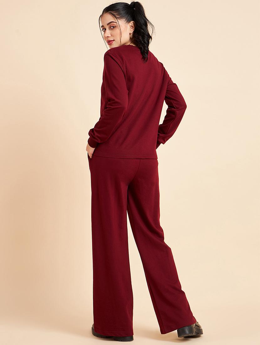 maroon graphic print top and trouser set - 20447368 - Standard Image - 2