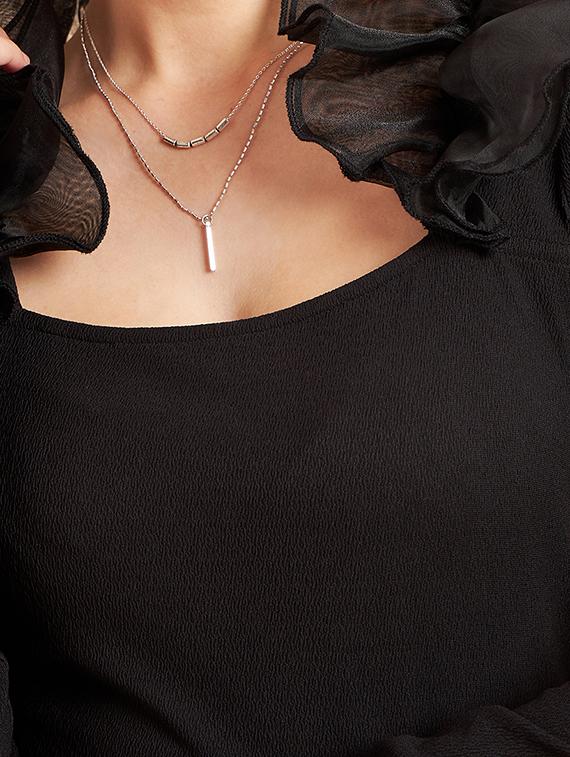 black solid long sleeves ruffle top - 20448544 - Standard Image - 4