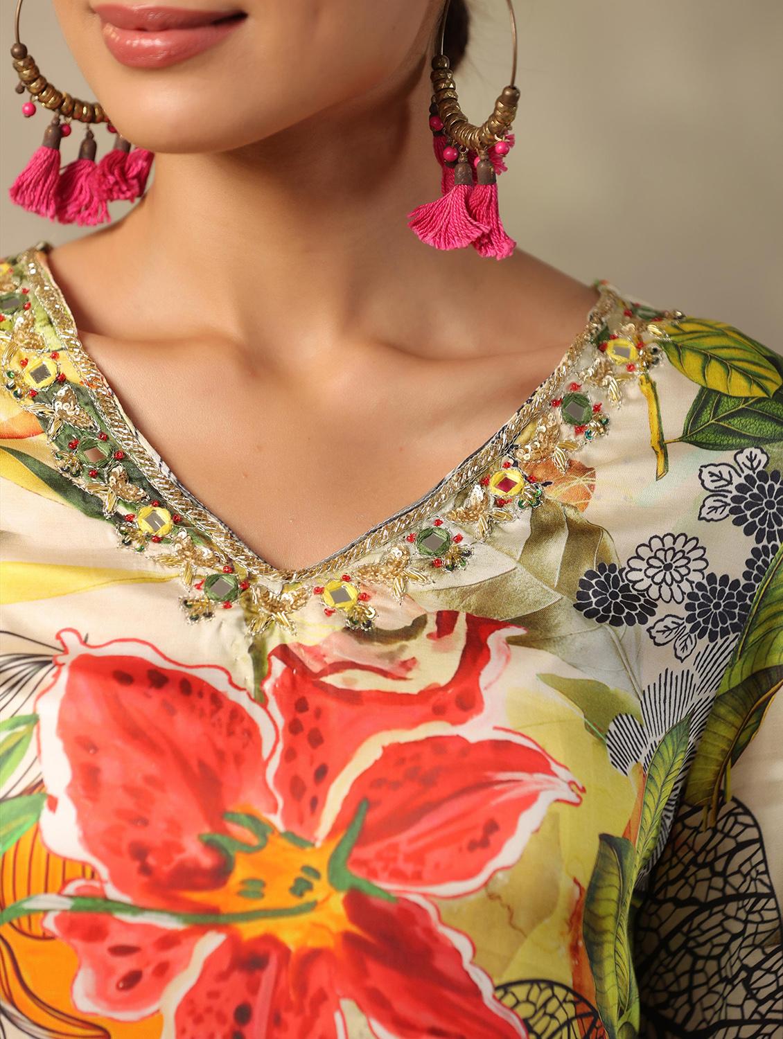 women multi color florals print v neck co-ord sets - 20458199 - Standard Image - 5