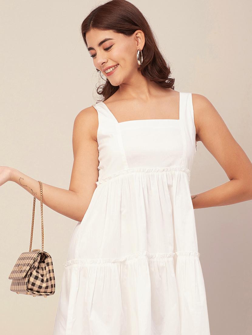 white white solid tiered dress - 20473204 - Standard Image - 4