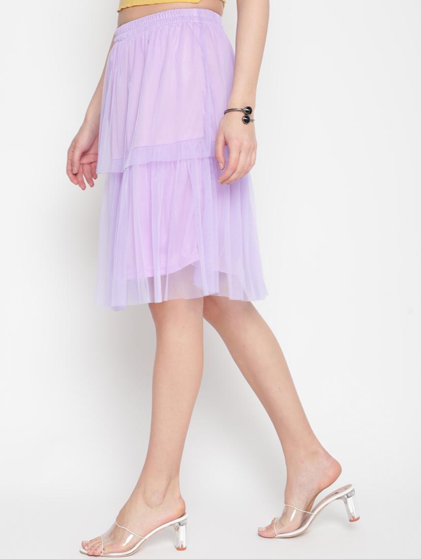 lavender net layered skirt - 20538695 - Standard Image - 2