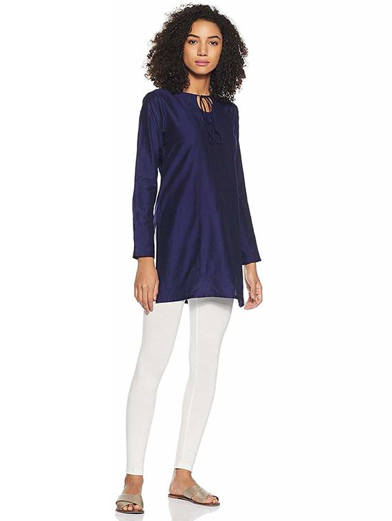 women solid white cotton lycra legging - 20541506 - Zoom Image - 2
