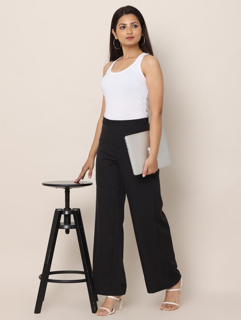 women solid pleated wide leg trouser - 20554642 - Standard Image - 4