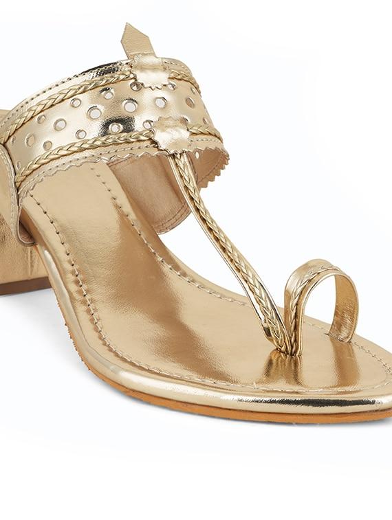 women gold strap detailed slip on sandal - 20569122 - Standard Image - 4