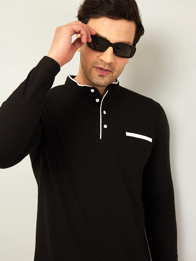 men mandarin neck solid t-shirt - 20570968 - Zoom Image - 1