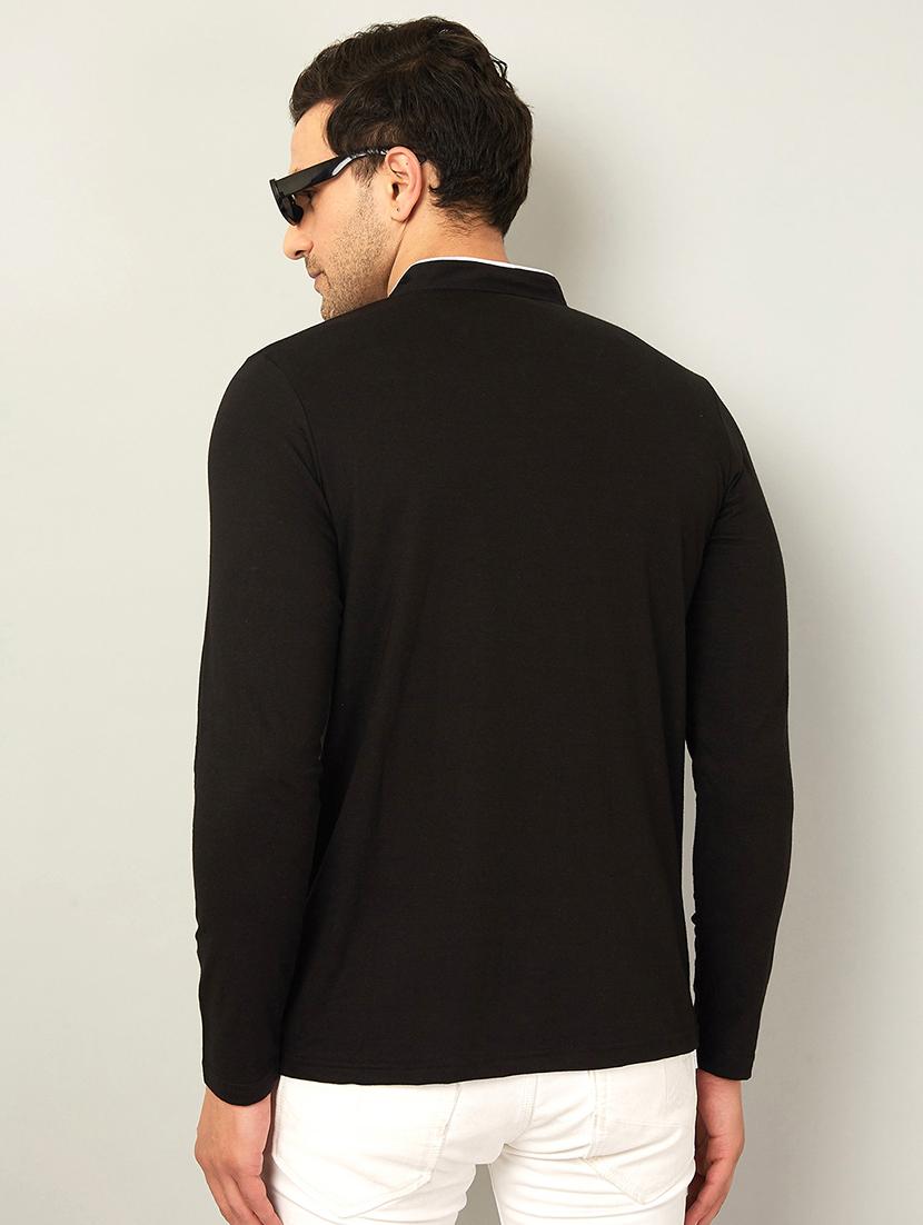 men mandarin neck solid t-shirt - 20570968 - Standard Image - 2