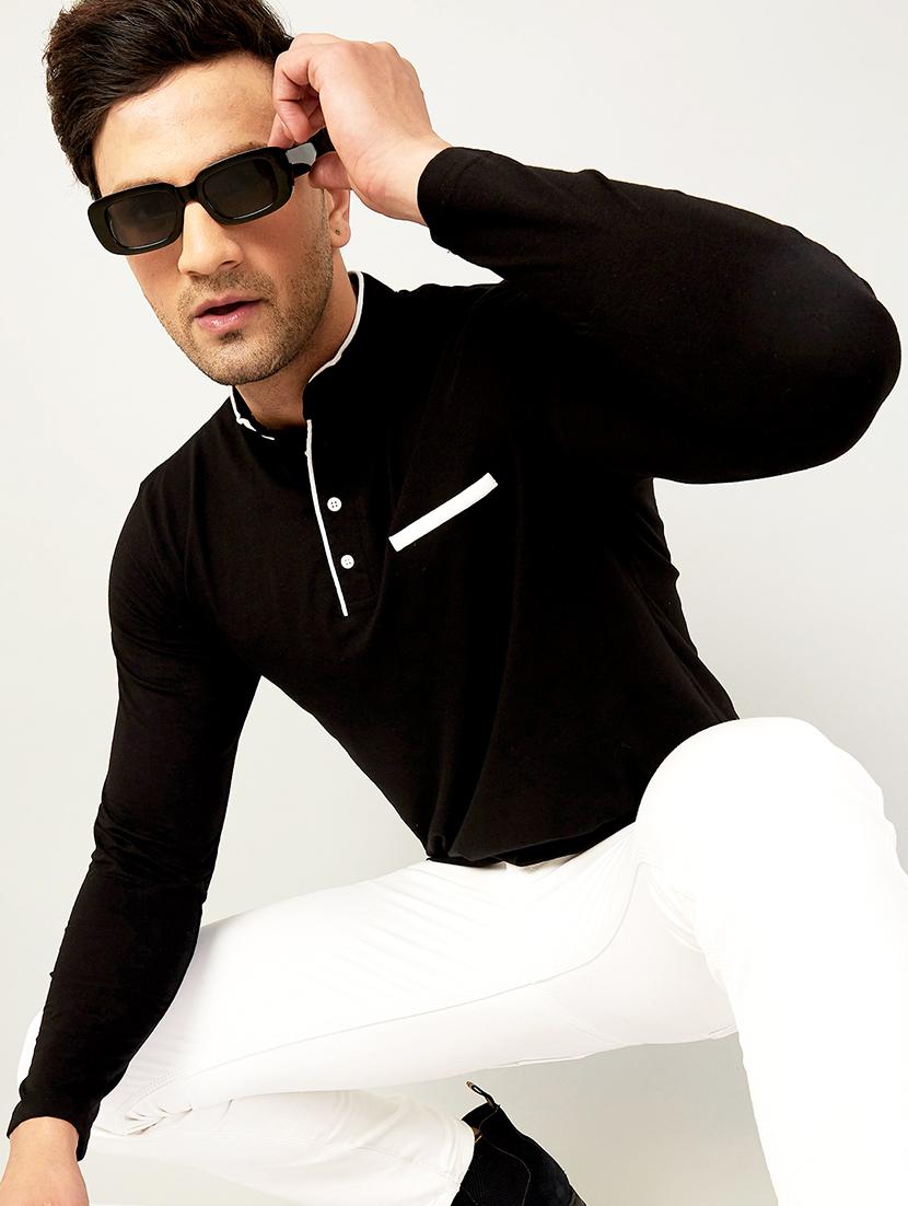 men mandarin neck solid t-shirt - 20570968 - Zoom Image - 3
