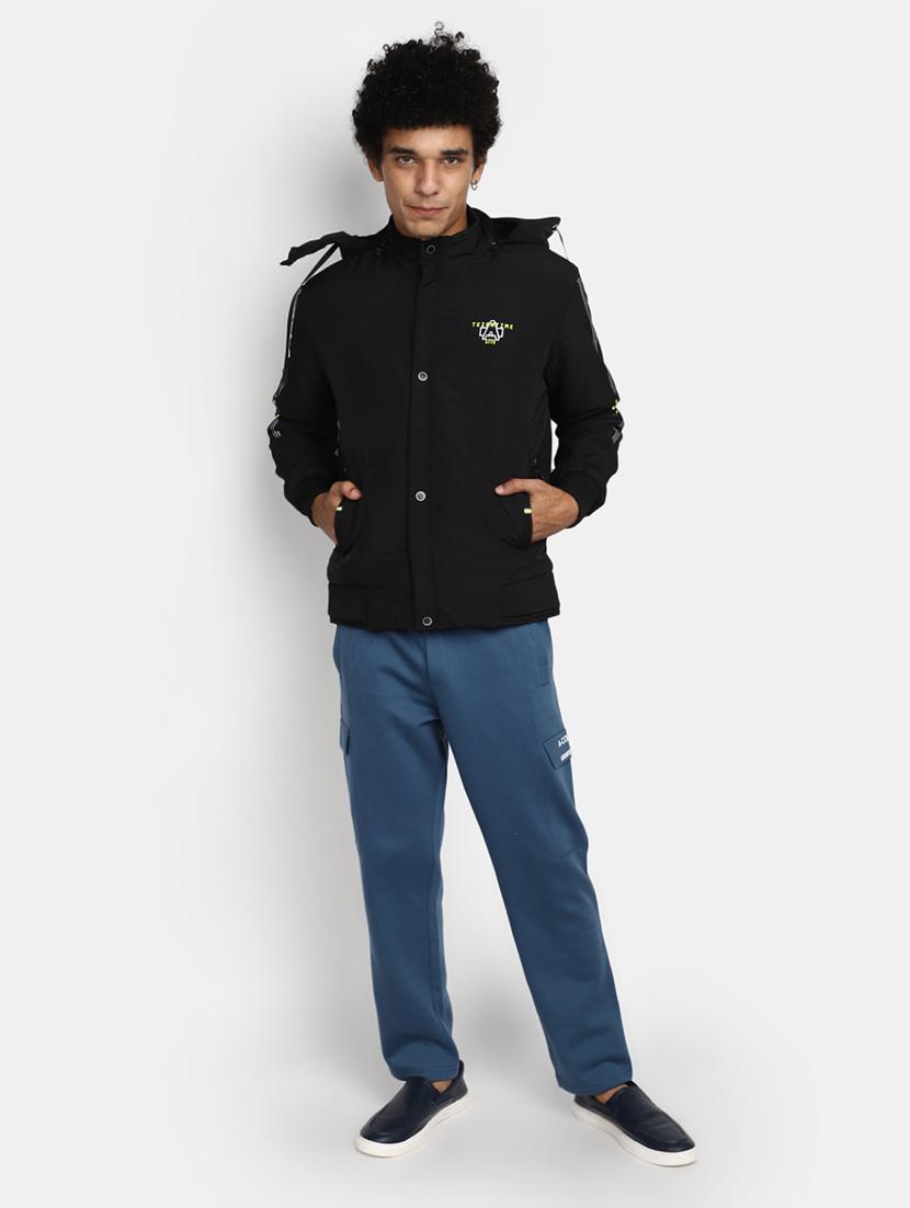 men black solid hooded jacket - 20594703 - Zoom Image - 4