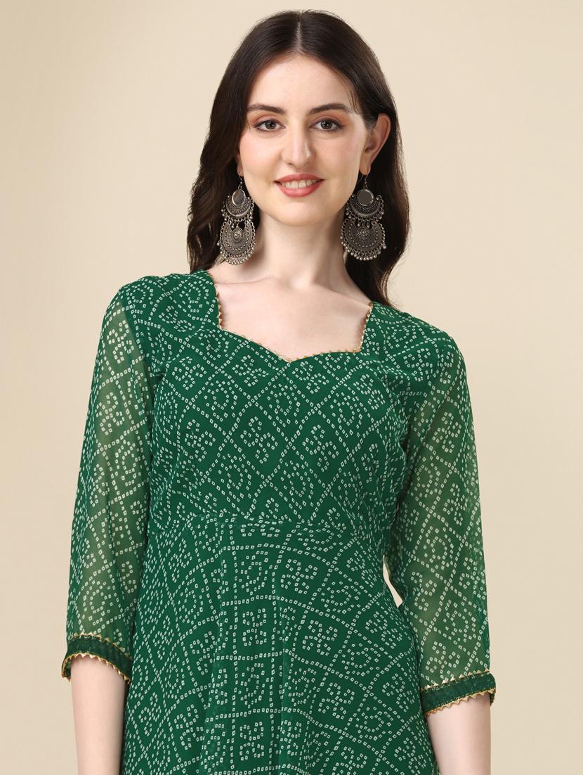 women bandhani printed flared kurta - 20598443 - Standard Image - 4