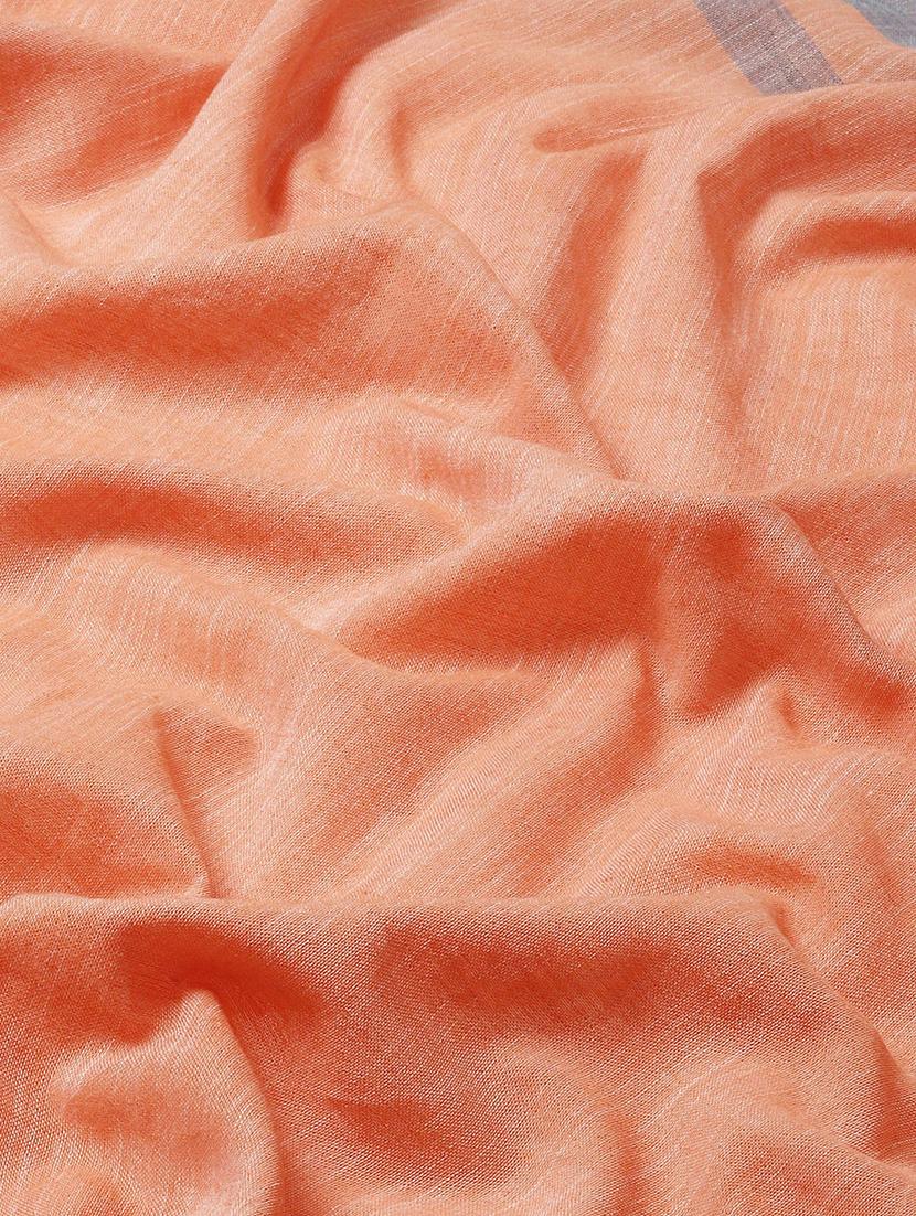 peach self design handloom saree with blouse - 20604312 - Zoom Image - 5