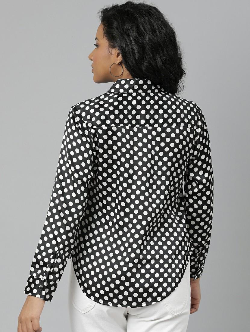 women black polka dot regular shirt - 20610506 - Zoom Image - 2