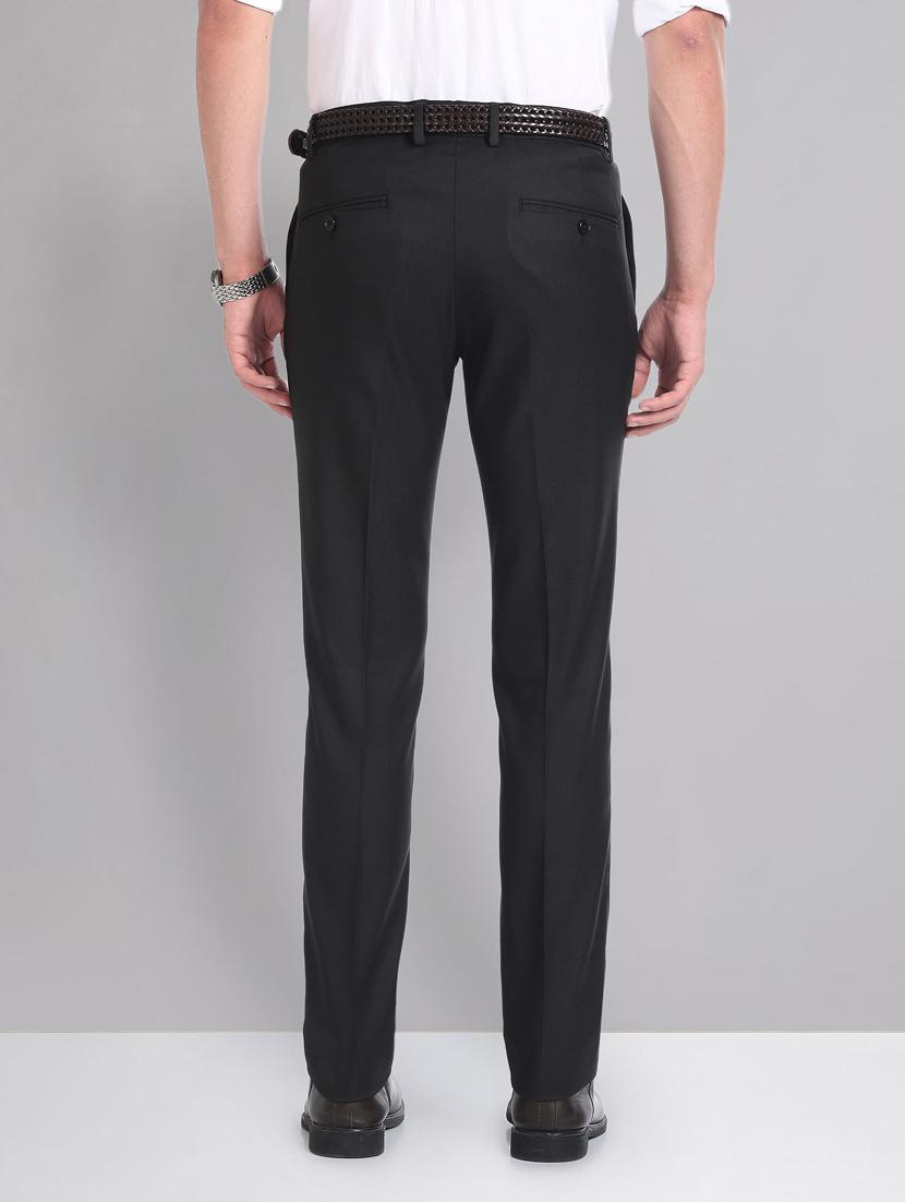 black polyester flat front trousers formal - 20632800 - Zoom Image - 2