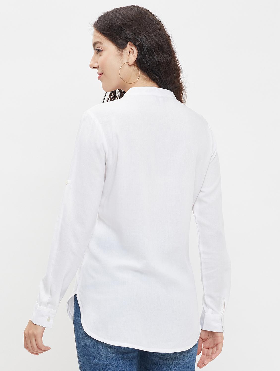 women mandarin neck embroidered regular shirt - 20706894 - Standard Image - 3