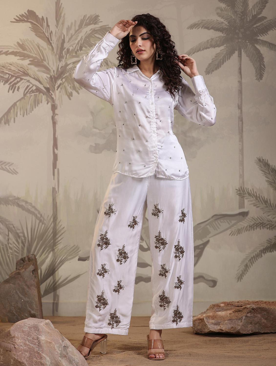 white shirt and palazzo co-ord set - 20727253 - Standard Image - 3
