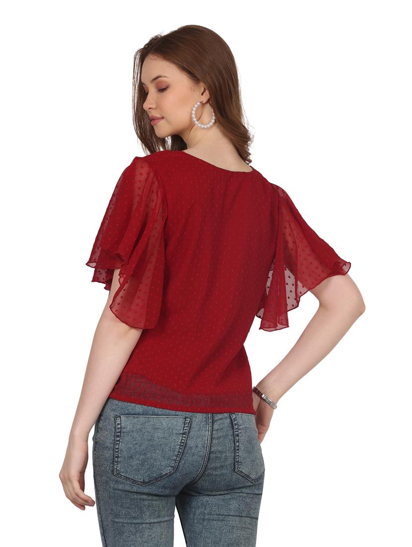 women self designed flared sleeves top - 20727821 - Standard Image - 3