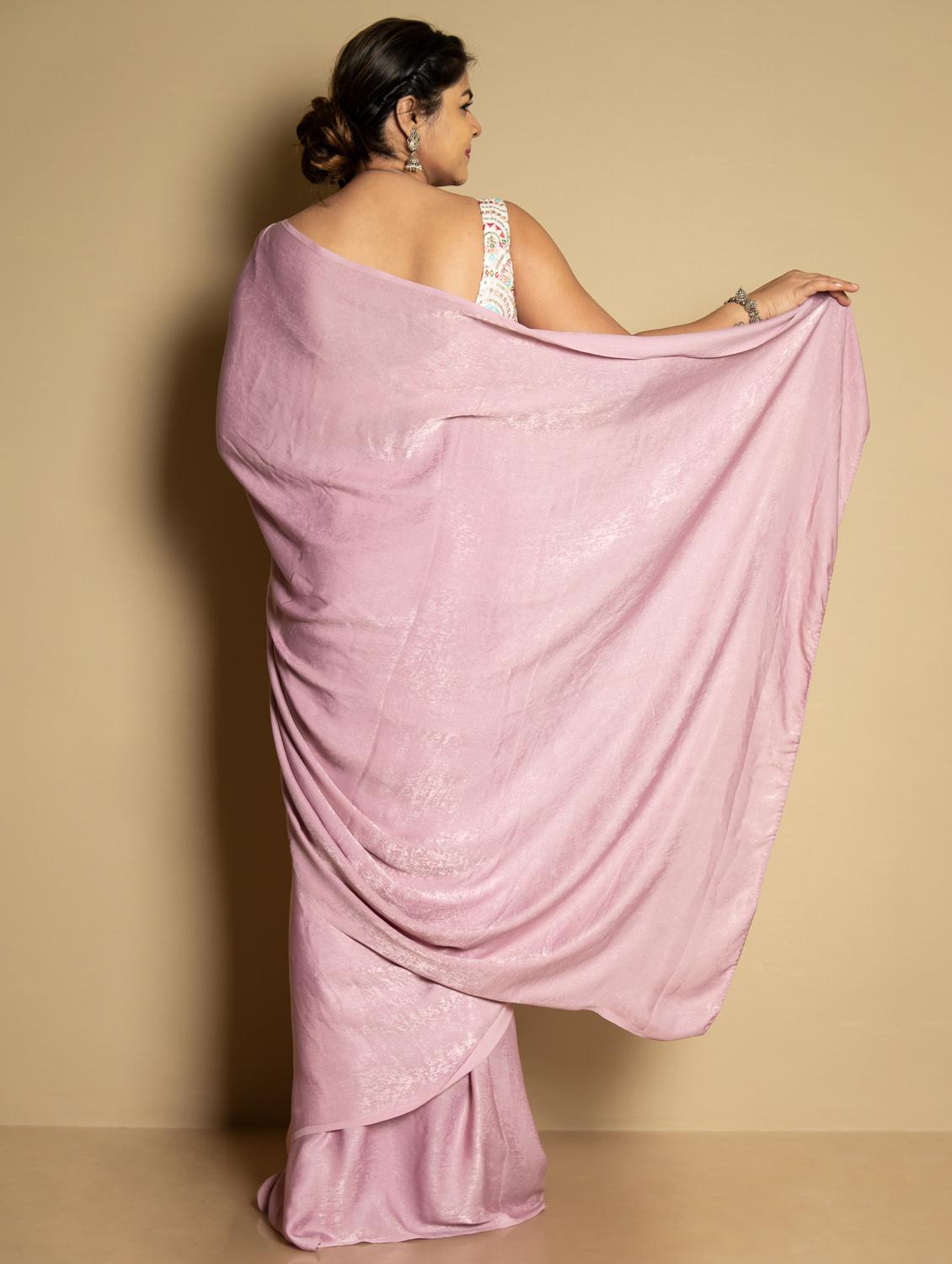 lavender solid plain saree - 20766901 - Standard Image - 3