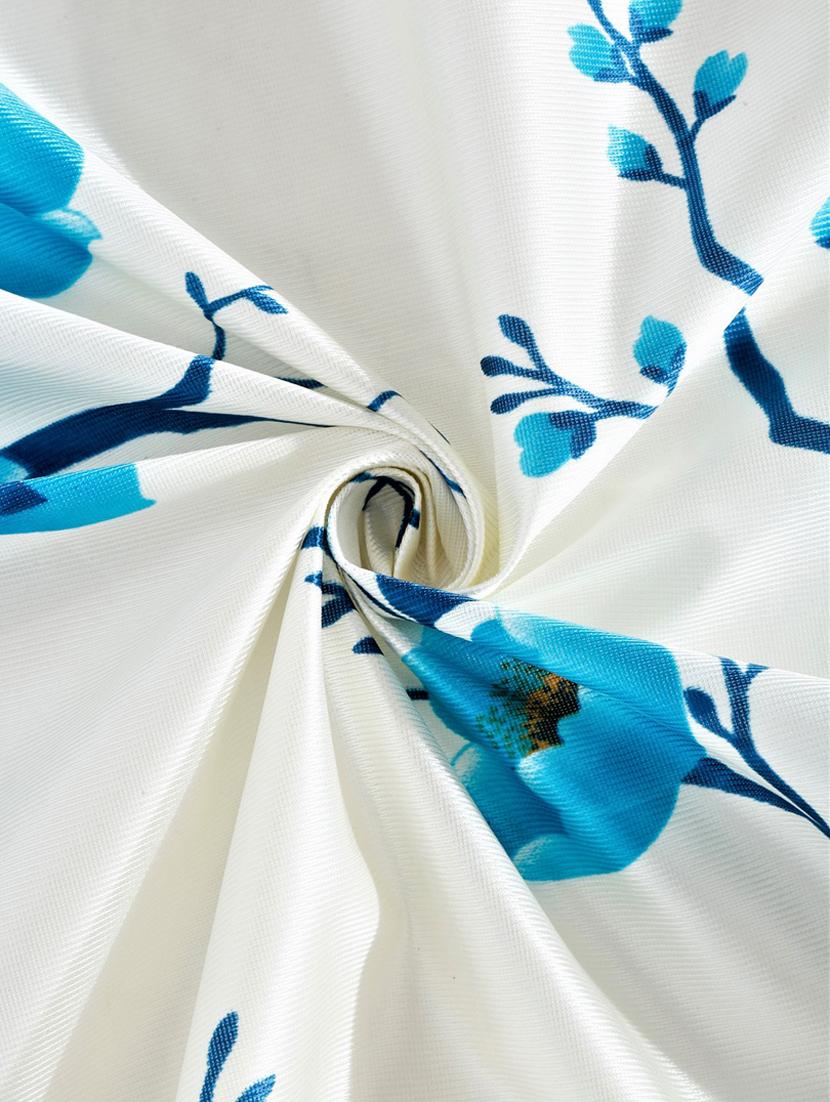 fashion string 2 pieces solid patch 3d tulip eyelet polyester long door curtains - 9 feet, red - 20766967 - Standard Image - 2