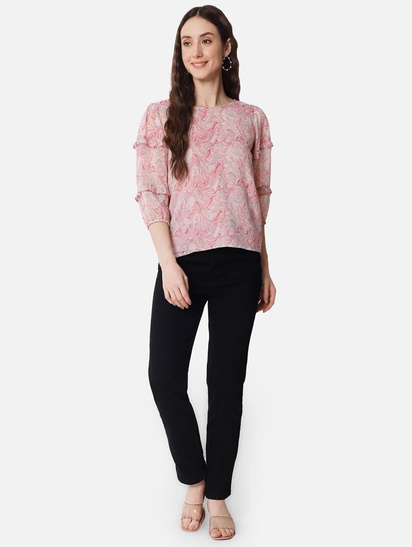 women pink printed regular top - 20807181 - Standard Image - 4