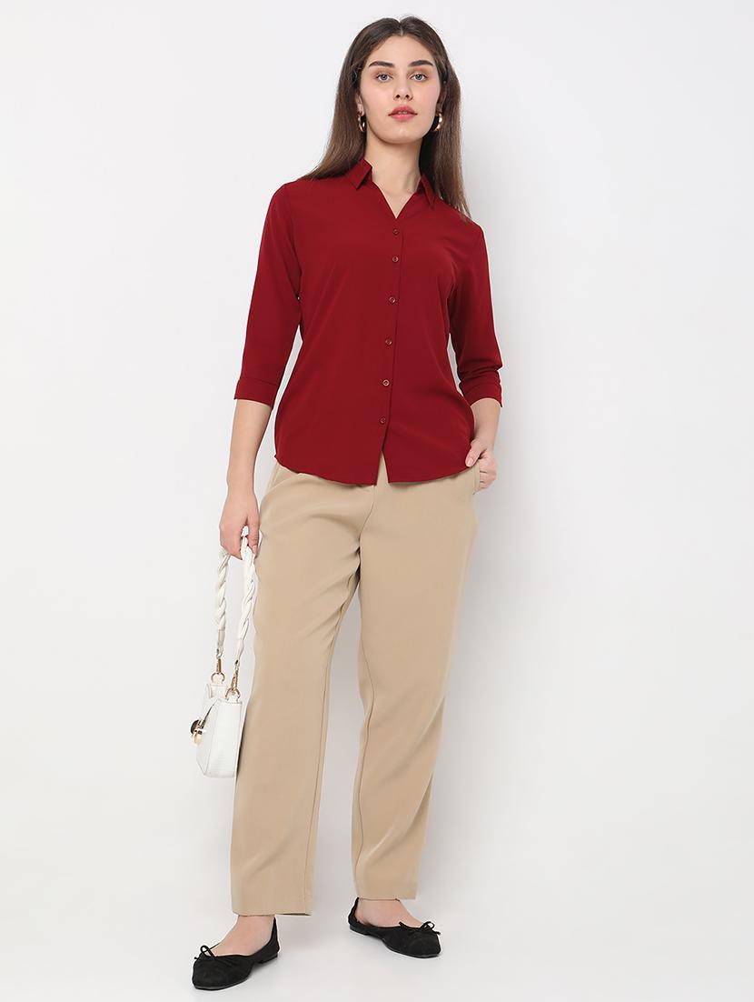 maroon cotton formal shirt - 20817650 - Standard Image - 4