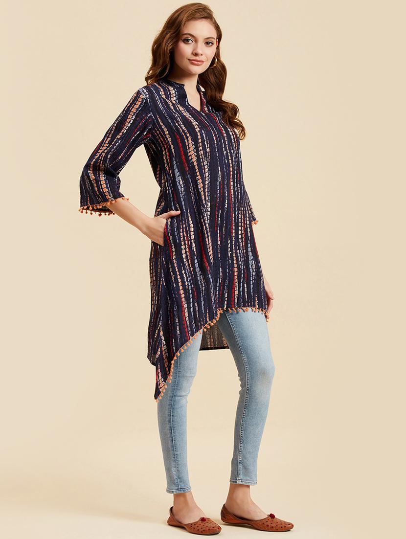 women blue printed high-low kurti - 20832462 - Zoom Image - 2