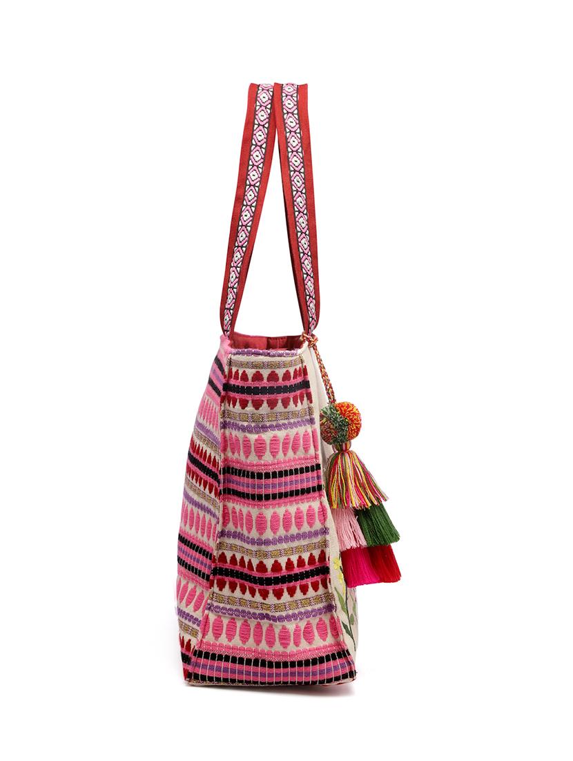 beige embroidered cotton tote bag - 20850254 - Zoom Image - 5
