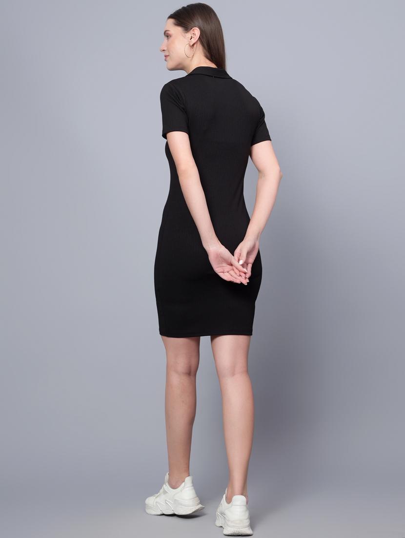 women black solid bodycon dress - 20852984 - Zoom Image - 3