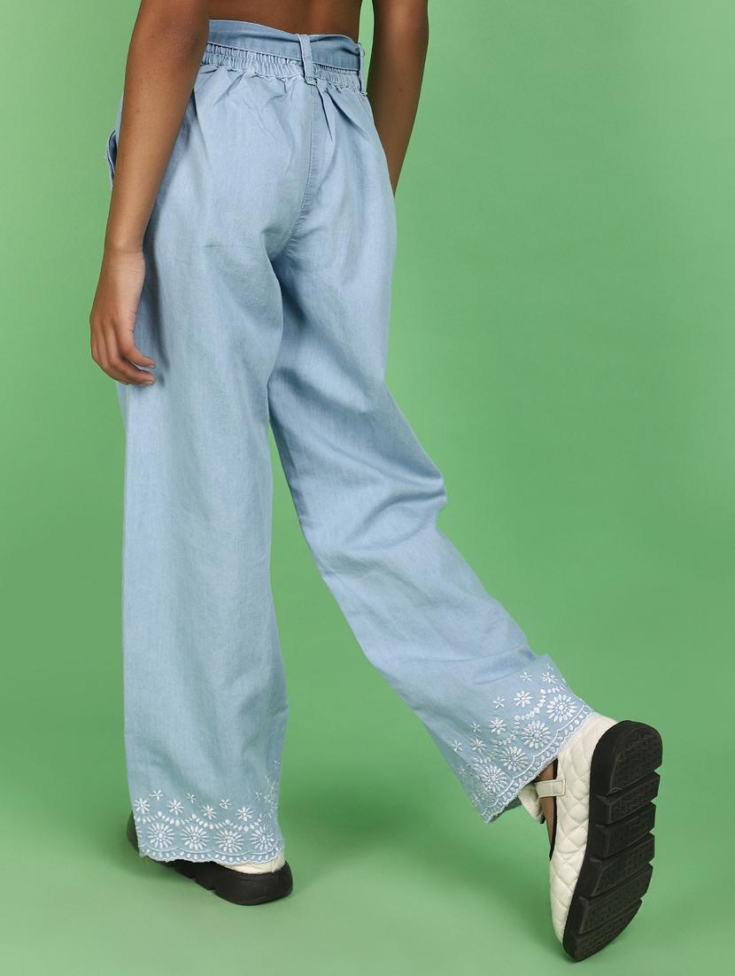 girls light blue detailed casual trouser - 20862815 - Standard Image - 3