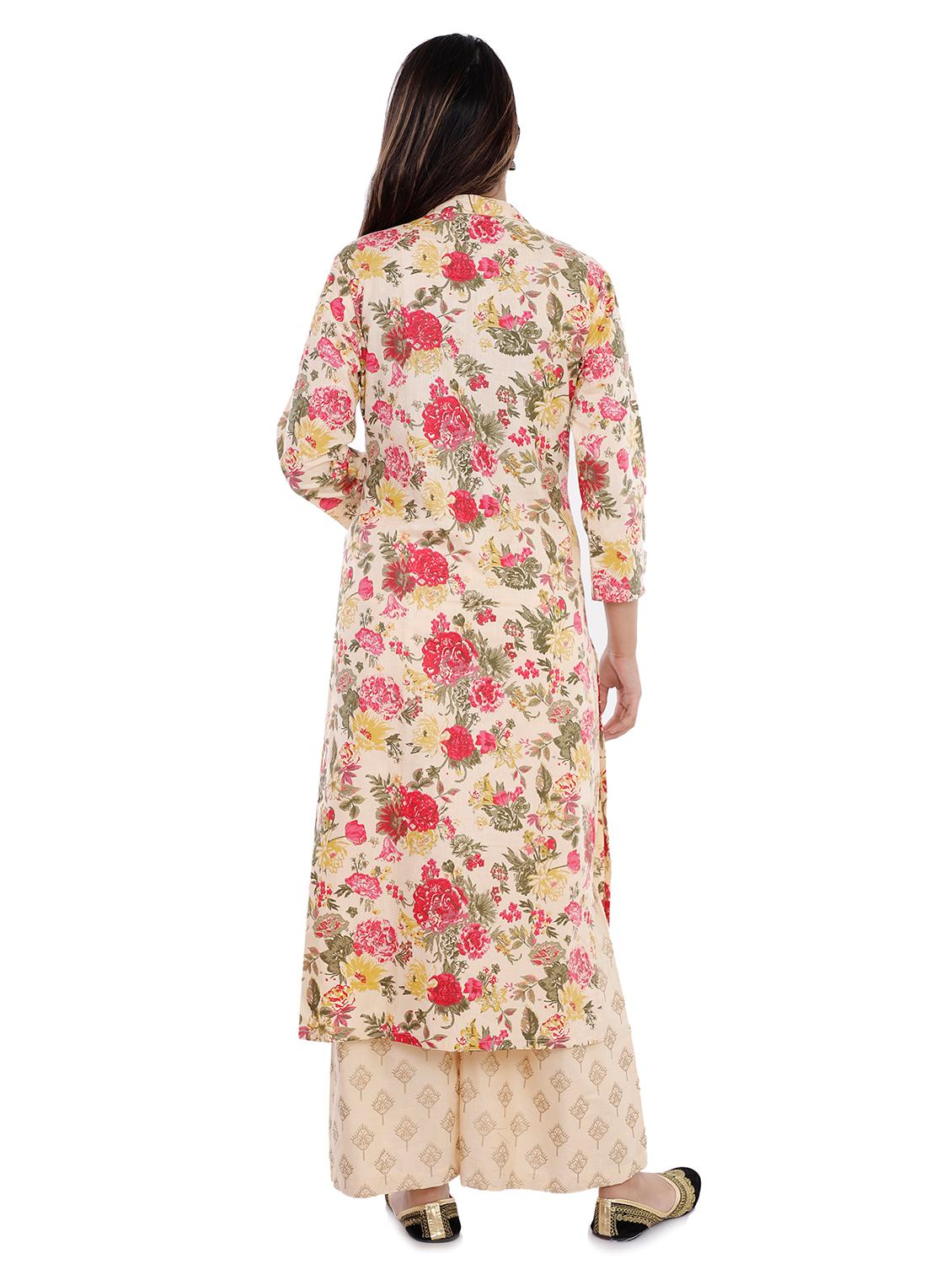 women floral print cotton straight kurta - 20948138 - Zoom Image - 3