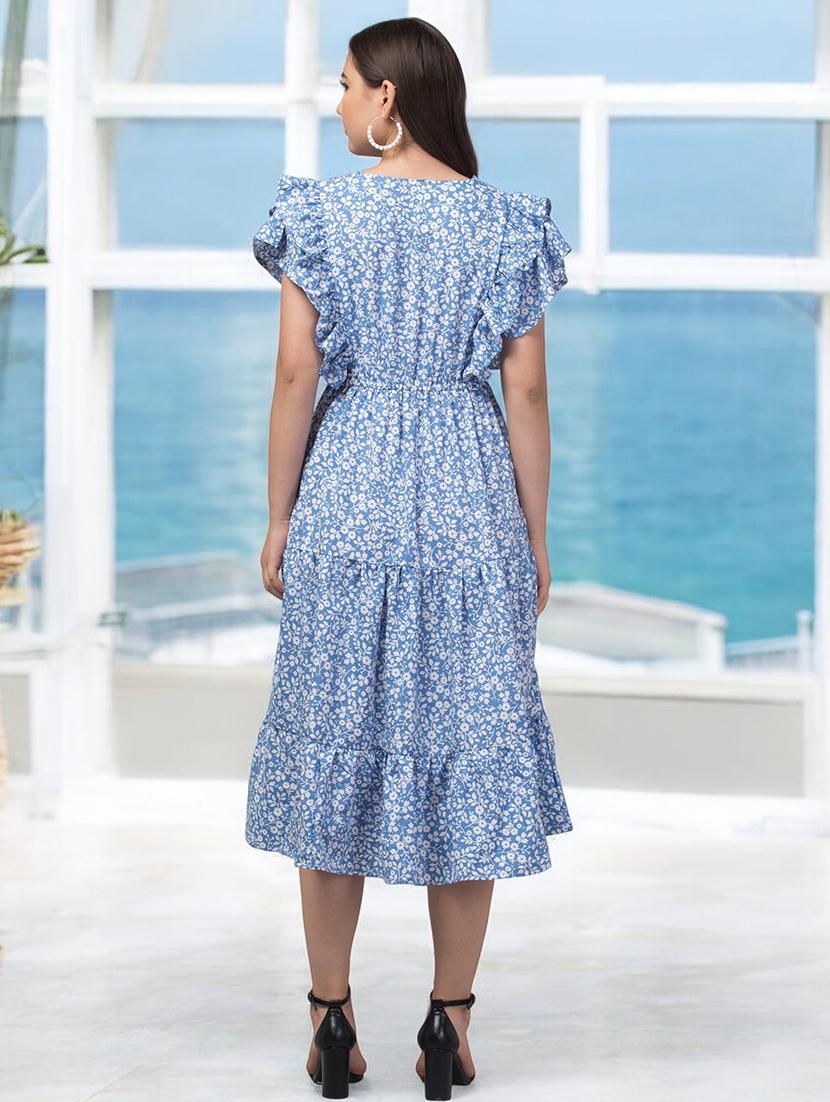 women v-neck floral printed tiered dress - 20952091 - Standard Image - 3