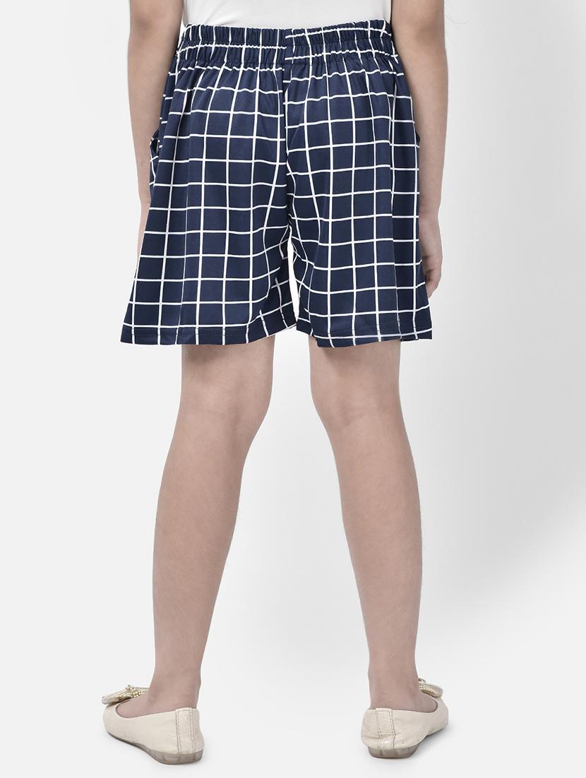 navy blue checkered cotton shorts - 20970013 - Standard Image - 3